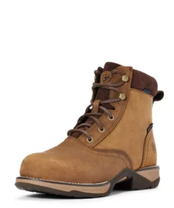 Ariat Anthem Round Toe Lacer Waterproof Composite Toe Women's Work Boots Brown | NTPRX0397