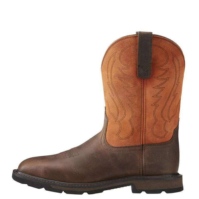Ariat Groundbreaker Wide Square Toe Steel Toe Men's Work Boots Brown | YOLIT2704 - Image 2