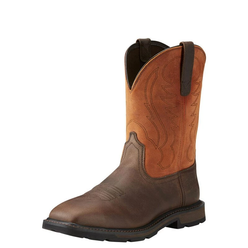 Ariat Groundbreaker Wide Square Toe Steel Toe Men's Work Boots Brown | YOLIT2704
