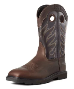 Ariat Groundwork Wide Square Toe Steel Toe Men's Work Boots Brown | VNIDX9076