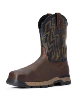 Ariat Rebar Flex Western Waterproof Composite Toe Men's Work Boots Dark Brown | BUCJM6349