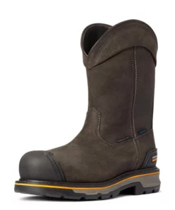 Ariat Stump Jumper Pull-on Waterproof Composite Toe Men's Work Boots Coffee | PFVLA9476