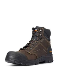 Ariat Treadfast 6" Waterproof Steel Toe Men's Work Boots Dark Brown | MNCAI6431