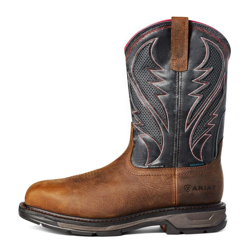 Ariat Workhog Xt Venttek Waterproof Carbon Toe Men's Work Boots Brown | KRWAH3859 - Image 2