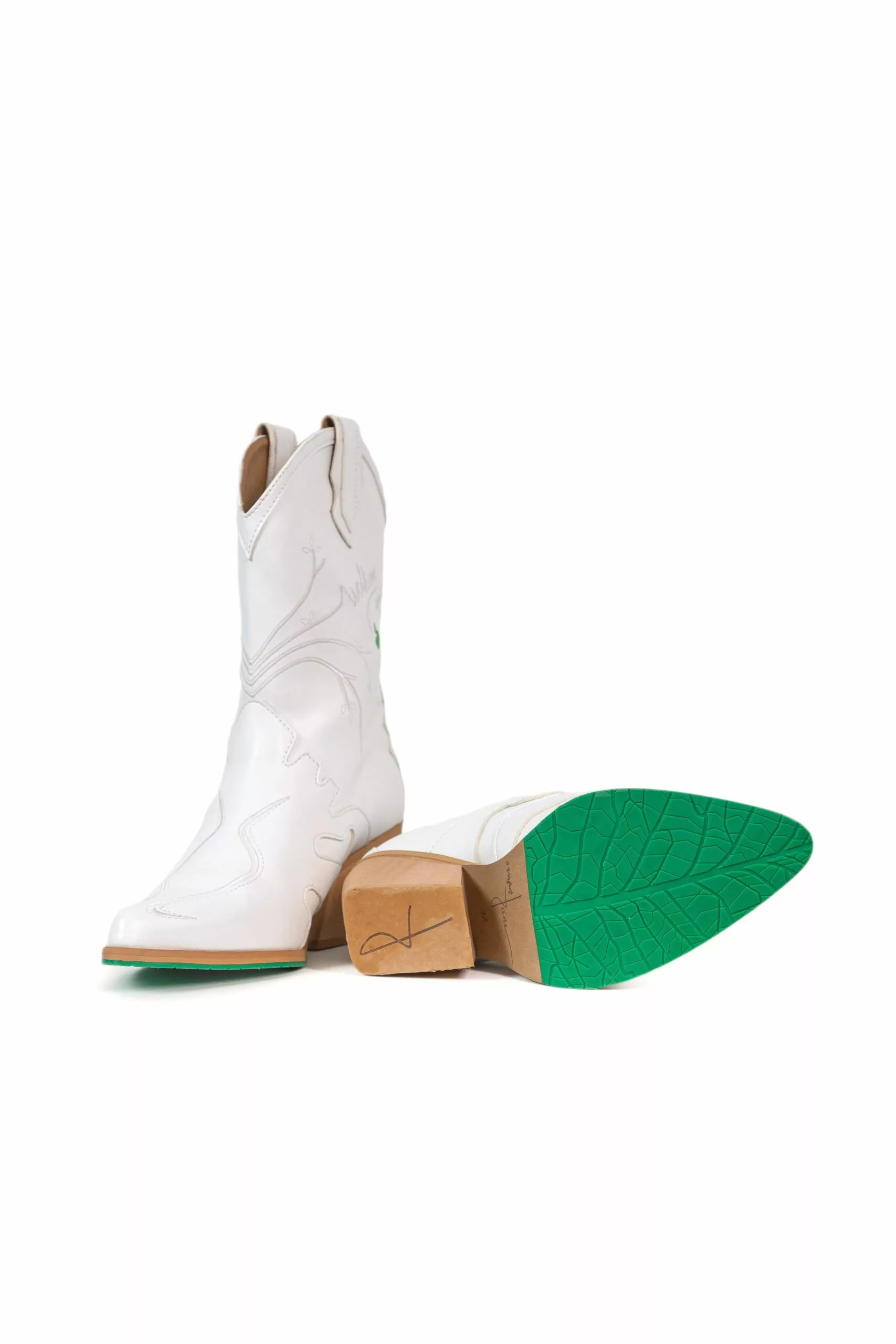 Sofie Vegan Apple Leather Western Boots | White - Image 8