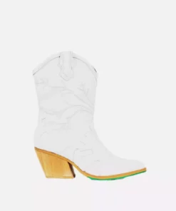 Sofie Vegan Apple Leather Western Boots | White