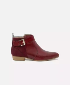 Olympe Women's Vegan Leather Buckle Boots | Bordeaux