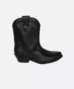 Gabe Vegan Leather Mid-Calf Western Boots | Black