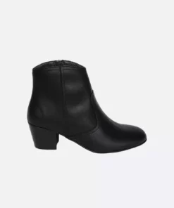 Nina Vegan Leather Heeled Ankle Boots | Black