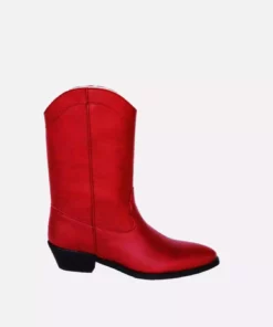 Dakota Vegan Leather High Top Western Boots | Red