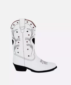 Taylor Vegan Leather High Top Western Boots | White, Black & Red