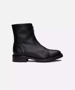 Tecla Vegan Leather Front Zip Ankle Boots | Black