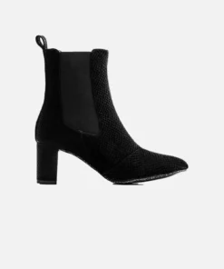 Cinema Textured Vegan Leather Ankle Boots | Black