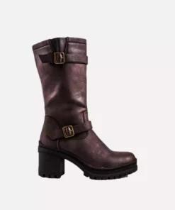 Chaga Women's Vegan Leather Biker Boots | Brown