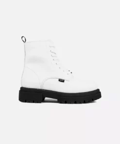 Aloe Women's Vegan Leather Biker Boots | White